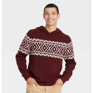 NWOT Goodfellow & Co Burgundy Jacquard Pullover Knit Sweater Men's Size Large